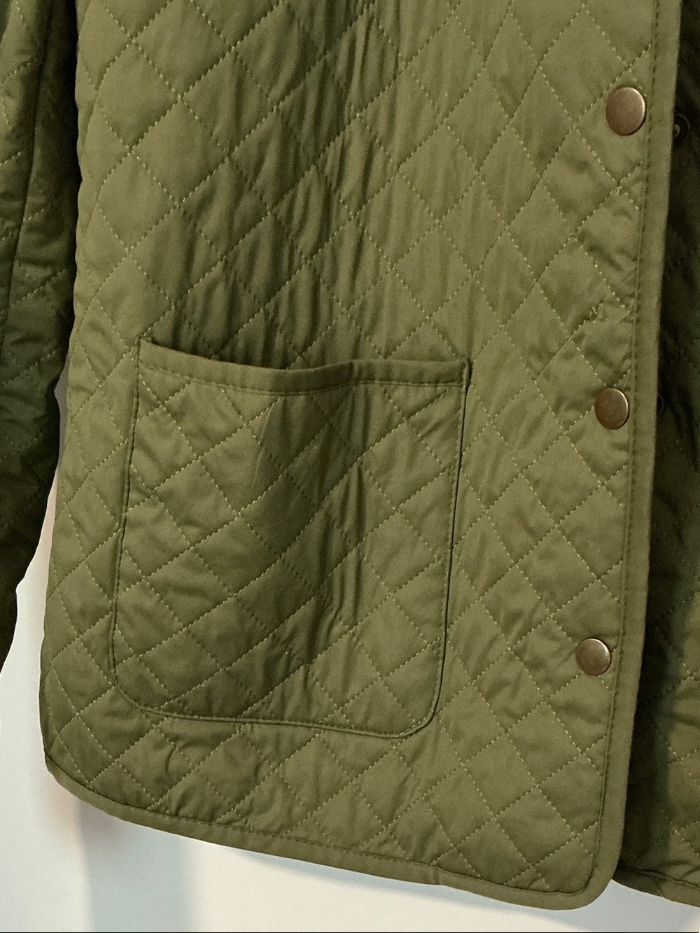 bagatelle Olive Quilted Bomber Jacket with Brown Corduroy Collar - Picture 4 of 11